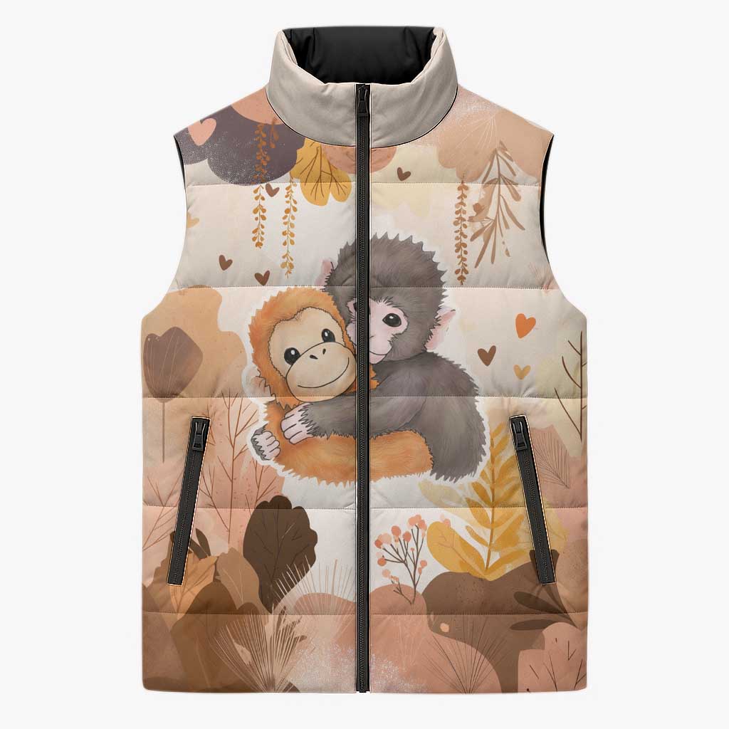 Punch The Monkey Sleeveless Puffer Jacket Love Me Anyway Baby Monkeys Cute Plush Hugging
