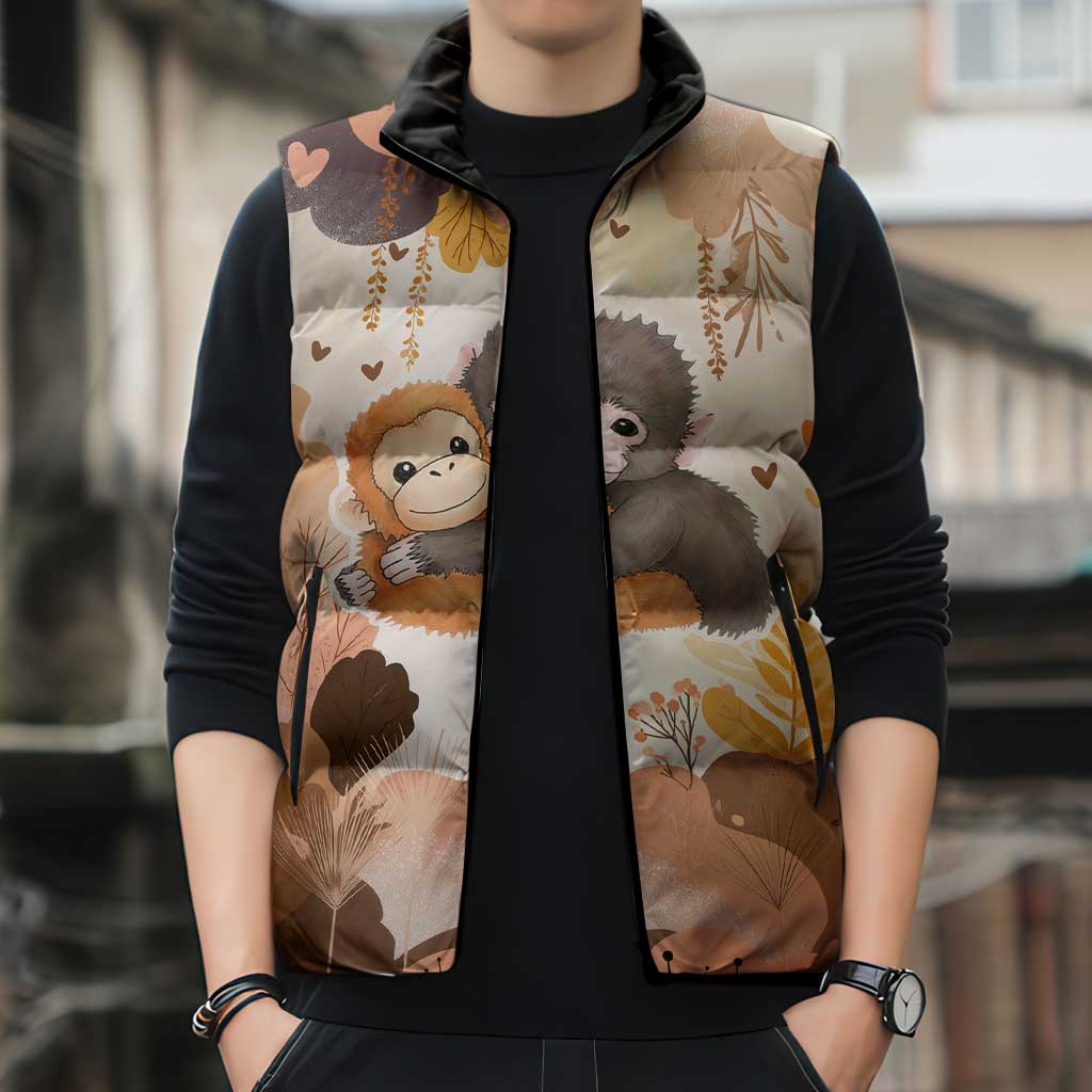 Punch The Monkey Sleeveless Puffer Jacket Love Me Anyway Baby Monkeys Cute Plush Hugging