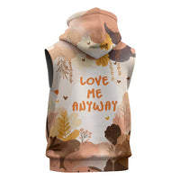 Punch The Monkey Sleeveless Zip Hoodie Love Me Anyway Baby Monkeys Cute Plush Hugging