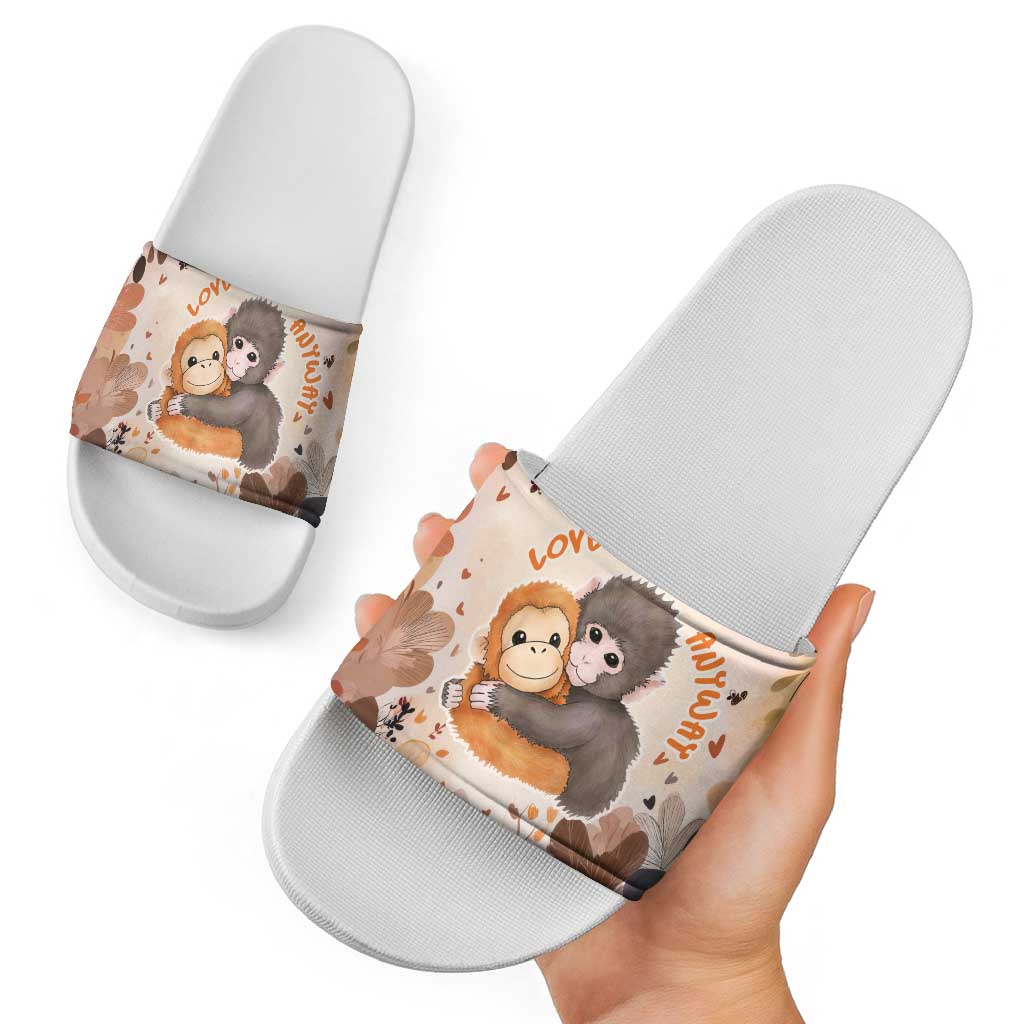 Punch The Monkey Slide Sandals Love Me Anyway Baby Monkeys Cute Plush Hugging