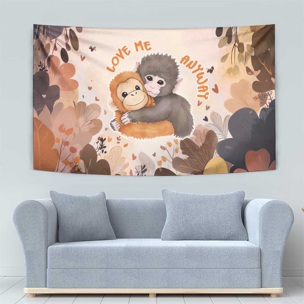Punch The Monkey Tapestry Love Me Anyway Baby Monkeys Cute Plush Hugging