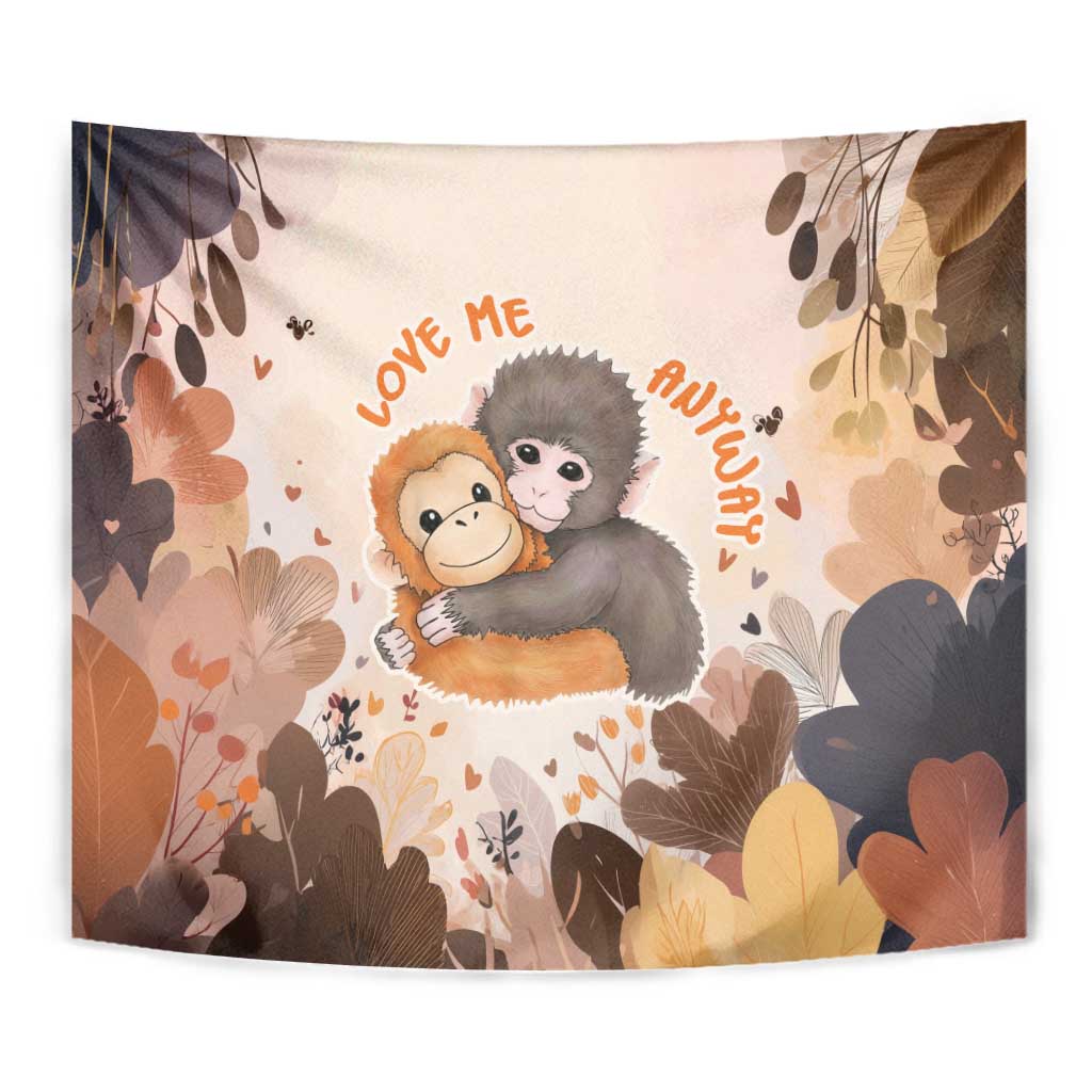 Punch The Monkey Tapestry Love Me Anyway Baby Monkeys Cute Plush Hugging