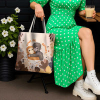 Punch The Monkey Tote Bag Love Me Anyway Baby Monkeys Cute Plush Hugging