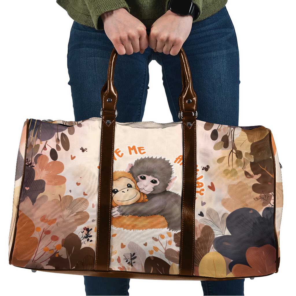 Punch The Monkey Travel Bag Love Me Anyway Baby Monkeys Cute Plush Hugging