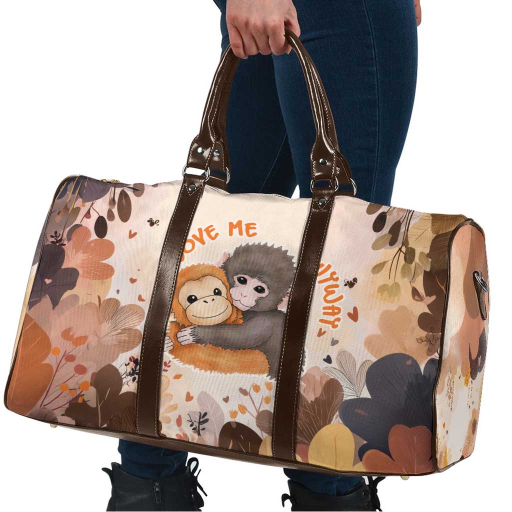 Punch The Monkey Travel Bag Love Me Anyway Baby Monkeys Cute Plush Hugging