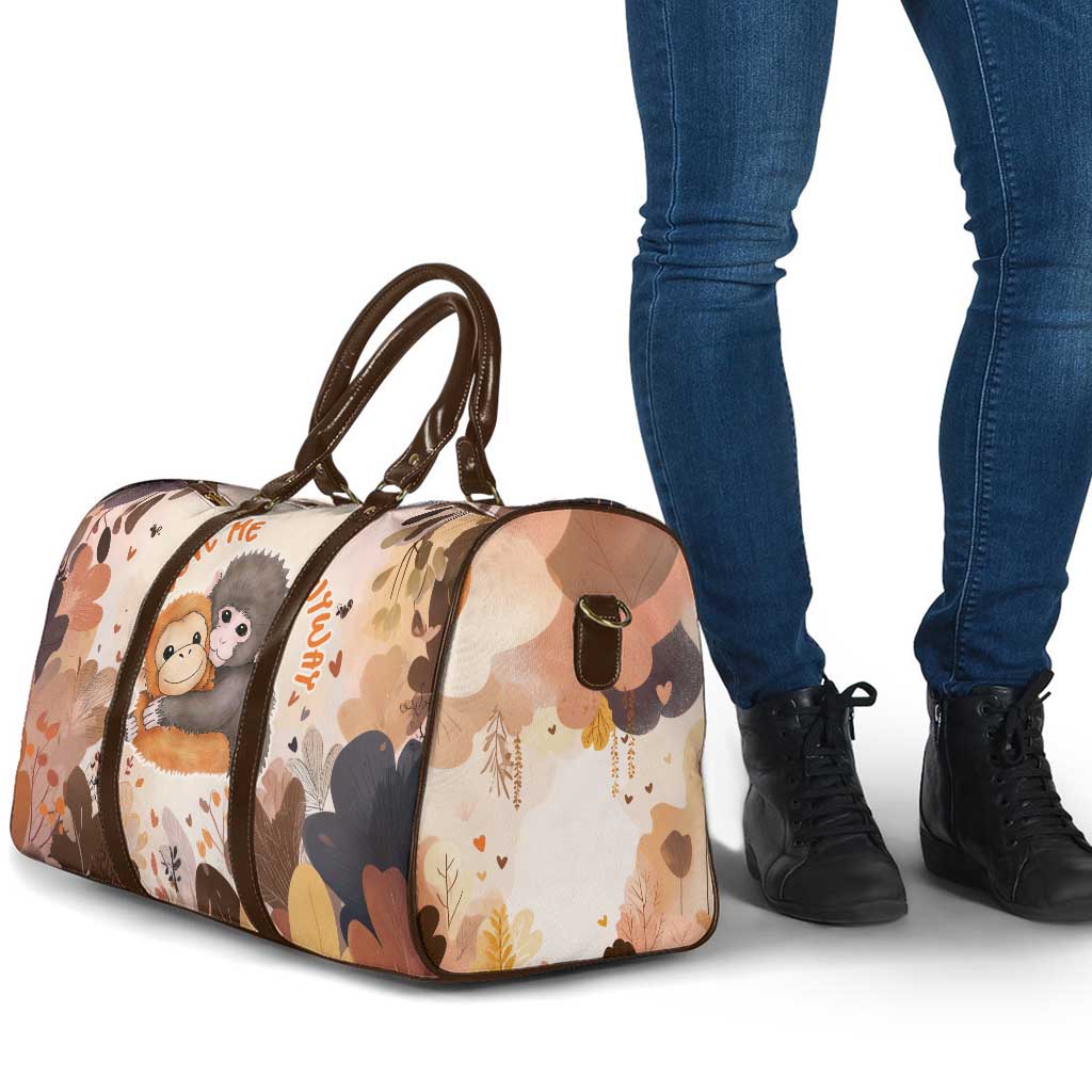 Punch The Monkey Travel Bag Love Me Anyway Baby Monkeys Cute Plush Hugging