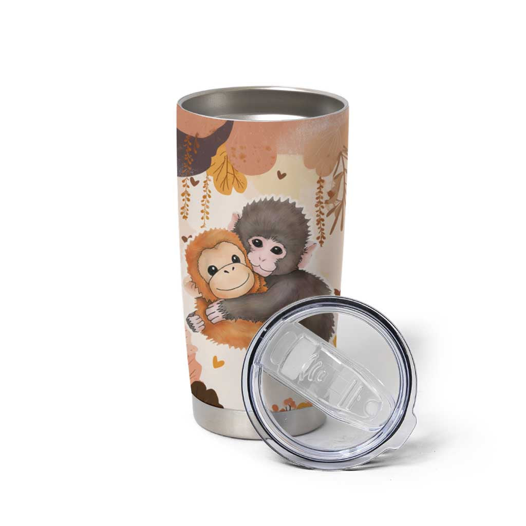 Punch The Monkey Tumbler Cup Love Me Anyway Baby Monkeys Cute Plush Hugging