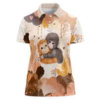 Punch The Monkey Women Polo Shirt Love Me Anyway Baby Monkeys Cute Plush Hugging