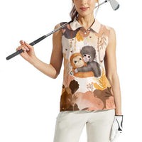 Punch The Monkey Women Sleeveless Polo Shirt Love Me Anyway Baby Monkeys Cute Plush Hugging