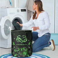 Cerebral Palsy Awareness Infinity Heart Laundry Basket Neon Green Ribbon Pattern Illustration