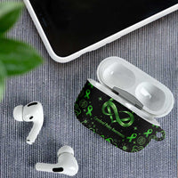 Cerebral Palsy Awareness Infinity Heart AirPods Case Neon Green Ribbon Pattern Illustration
