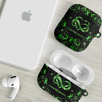 Cerebral Palsy Awareness Infinity Heart AirPods Case Neon Green Ribbon Pattern Illustration
