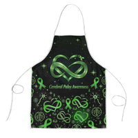 Cerebral Palsy Awareness Infinity Heart Apron Neon Green Ribbon Pattern Illustration