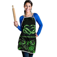 Cerebral Palsy Awareness Infinity Heart Apron Neon Green Ribbon Pattern Illustration