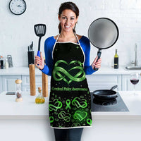 Cerebral Palsy Awareness Infinity Heart Apron Neon Green Ribbon Pattern Illustration