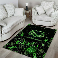 Cerebral Palsy Awareness Infinity Heart Area Rug Neon Green Ribbon Pattern Illustration
