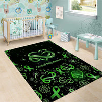 Cerebral Palsy Awareness Infinity Heart Area Rug Neon Green Ribbon Pattern Illustration