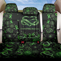 Cerebral Palsy Awareness Infinity Heart Back Car Seat Cover Neon Green Ribbon Pattern Illustration