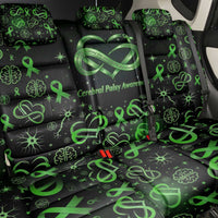 Cerebral Palsy Awareness Infinity Heart Back Car Seat Cover Neon Green Ribbon Pattern Illustration