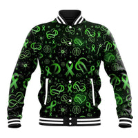 Cerebral Palsy Awareness Infinity Heart Baseball Jacket Neon Green Ribbon Pattern Illustration