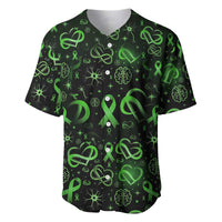 Cerebral Palsy Awareness Infinity Heart Baseball Jersey Neon Green Ribbon Pattern Illustration