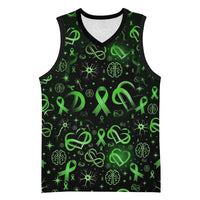 Cerebral Palsy Awareness Infinity Heart Basketball Jersey Neon Green Ribbon Pattern Illustration