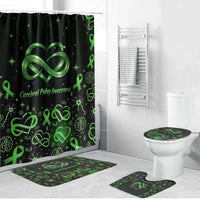 Cerebral Palsy Awareness Infinity Heart Bathroom Set Neon Green Ribbon Pattern Illustration