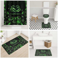 Cerebral Palsy Awareness Infinity Heart Bathroom Set Neon Green Ribbon Pattern Illustration