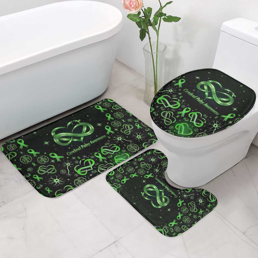Cerebral Palsy Awareness Infinity Heart Bathroom Set Neon Green Ribbon Pattern Illustration