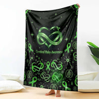 Cerebral Palsy Awareness Infinity Heart Blanket Neon Green Ribbon Pattern Illustration