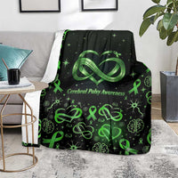 Cerebral Palsy Awareness Infinity Heart Blanket Neon Green Ribbon Pattern Illustration
