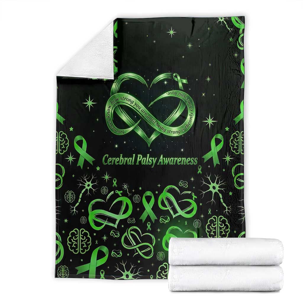 Cerebral Palsy Awareness Infinity Heart Blanket Neon Green Ribbon Pattern Illustration