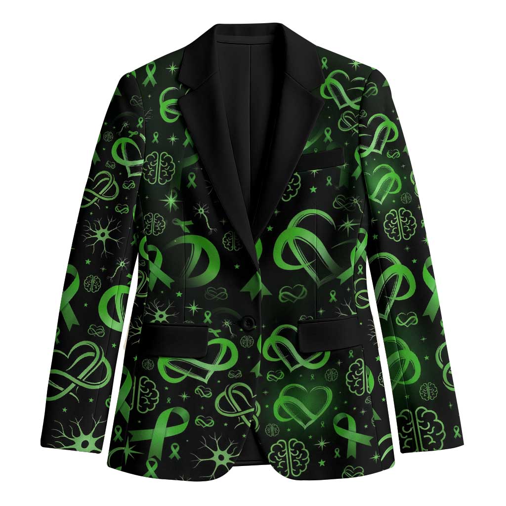 Cerebral Palsy Awareness Infinity Heart Blazer Neon Green Ribbon Pattern Illustration