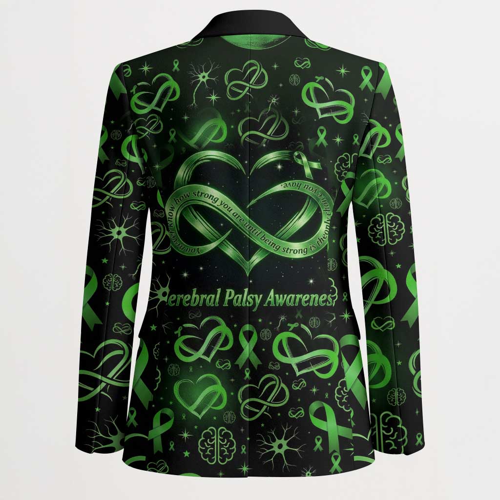 Cerebral Palsy Awareness Infinity Heart Blazer Neon Green Ribbon Pattern Illustration