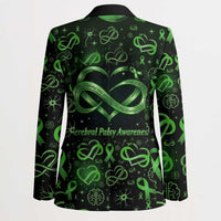 Cerebral Palsy Awareness Infinity Heart Blazer Neon Green Ribbon Pattern Illustration