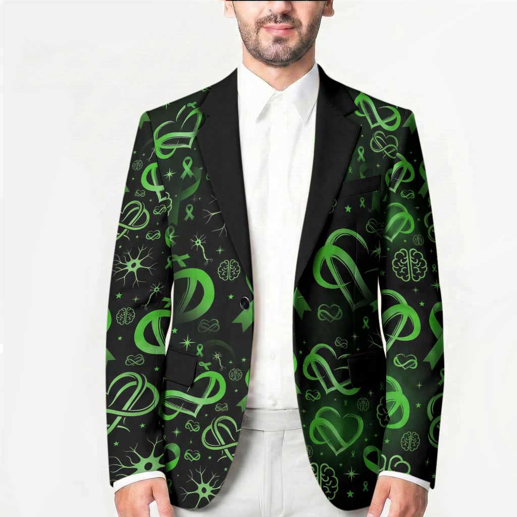Cerebral Palsy Awareness Infinity Heart Blazer Neon Green Ribbon Pattern Illustration