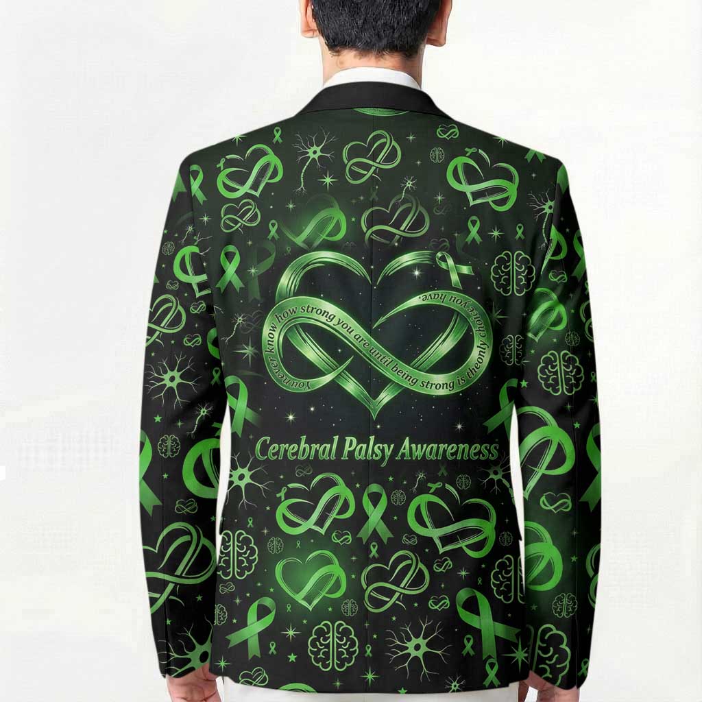 Cerebral Palsy Awareness Infinity Heart Blazer Neon Green Ribbon Pattern Illustration