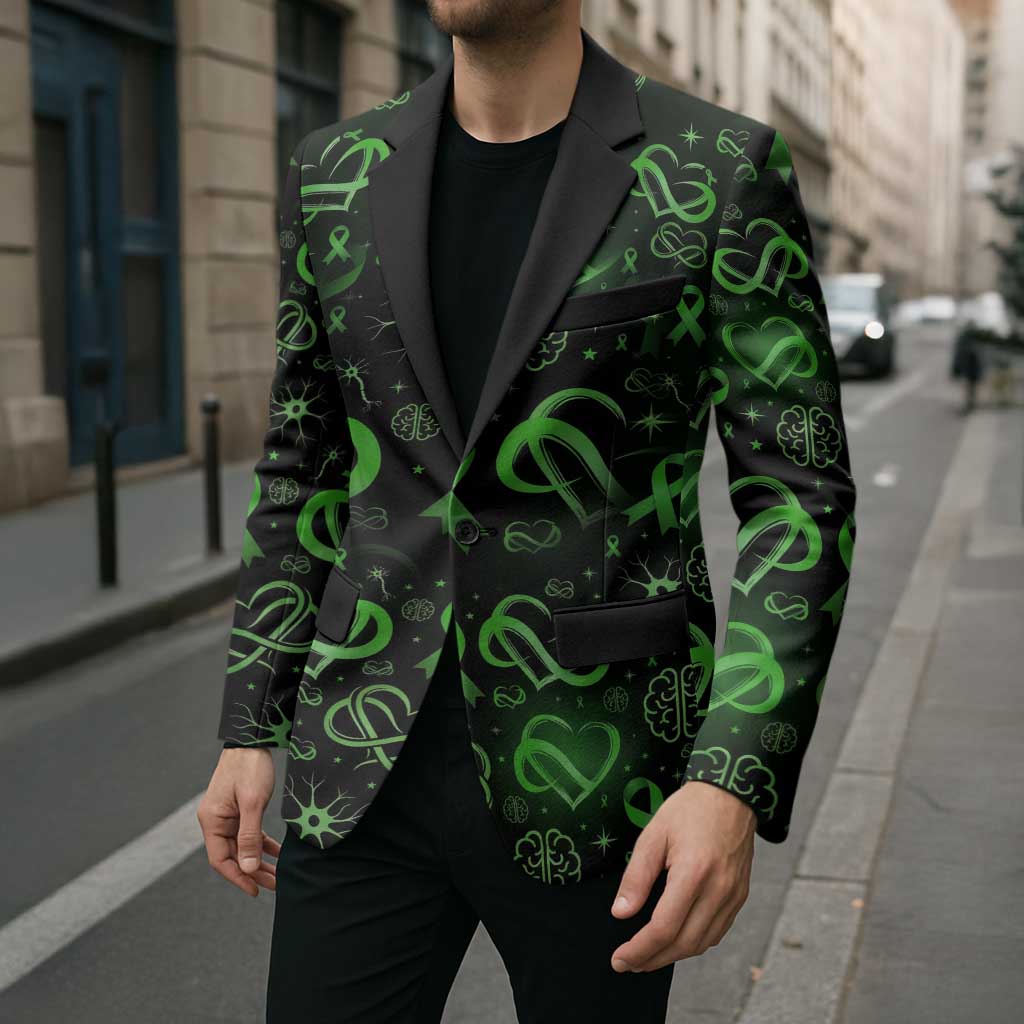 Cerebral Palsy Awareness Infinity Heart Blazer Neon Green Ribbon Pattern Illustration