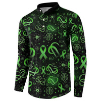 Cerebral Palsy Awareness Infinity Heart Button Sweatshirt Neon Green Ribbon Pattern Illustration
