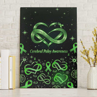 Cerebral Palsy Awareness Infinity Heart Canvas Wall Art Neon Green Ribbon Pattern Illustration