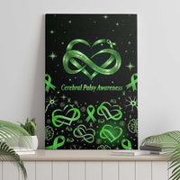 Cerebral Palsy Awareness Infinity Heart Canvas Wall Art Neon Green Ribbon Pattern Illustration