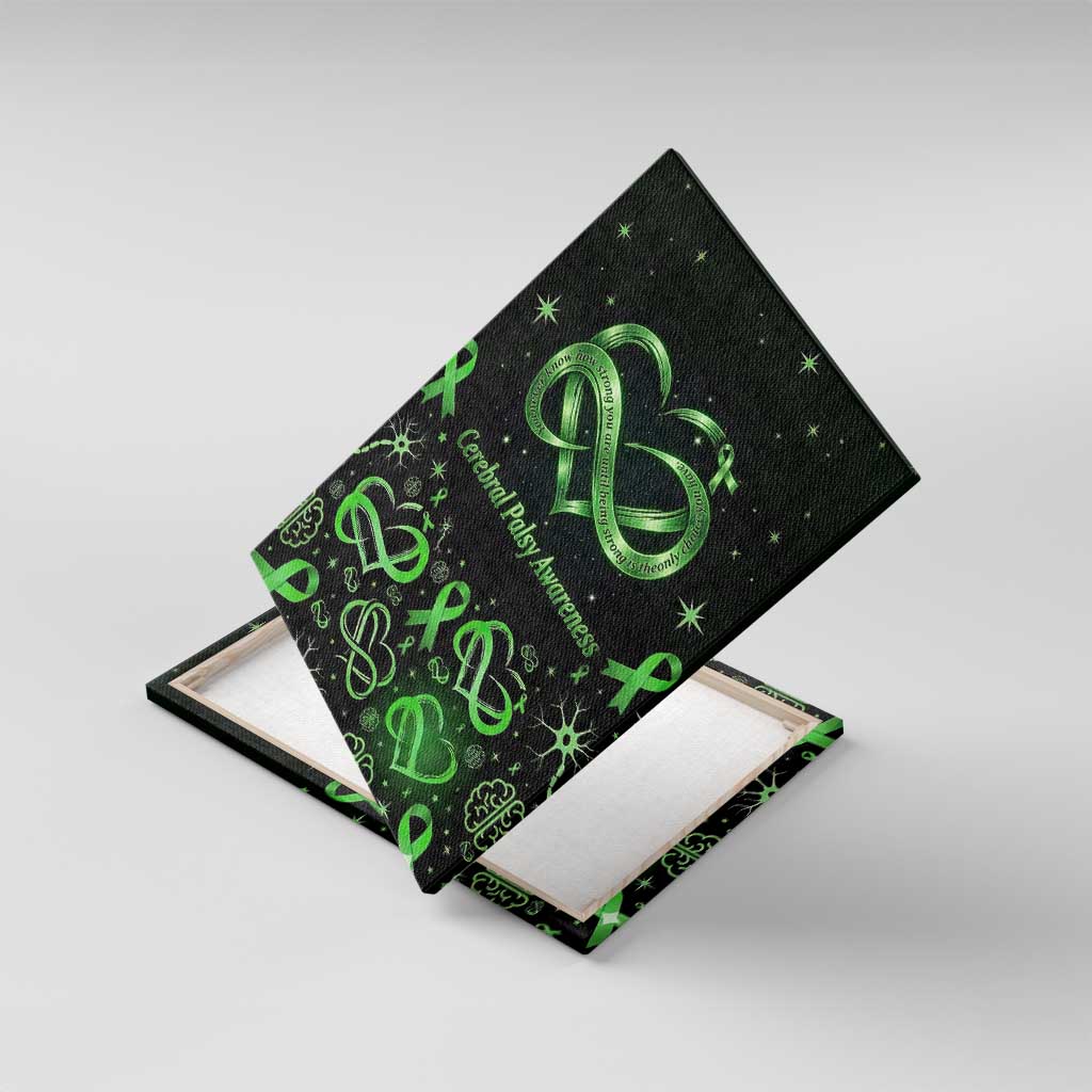 Cerebral Palsy Awareness Infinity Heart Canvas Wall Art Neon Green Ribbon Pattern Illustration