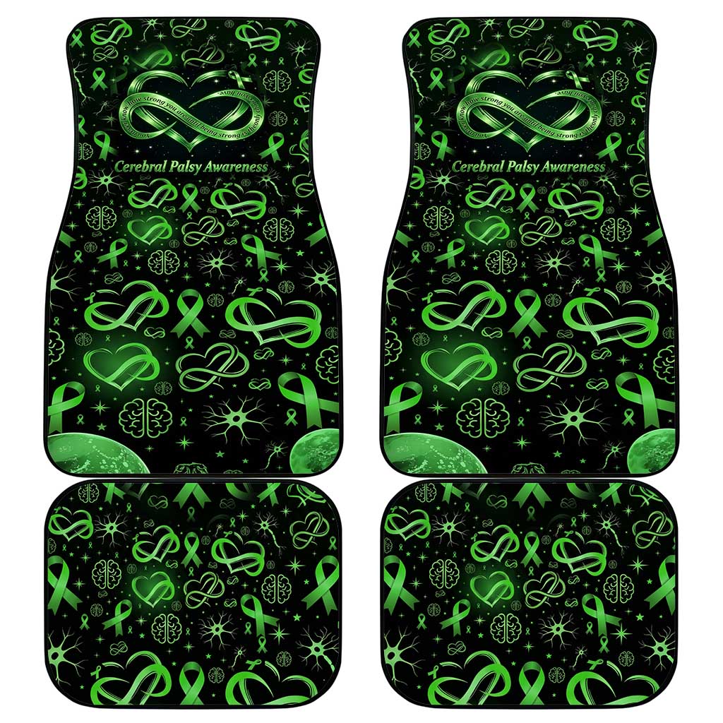 Cerebral Palsy Awareness Infinity Heart Car Mats Neon Green Ribbon Pattern Illustration