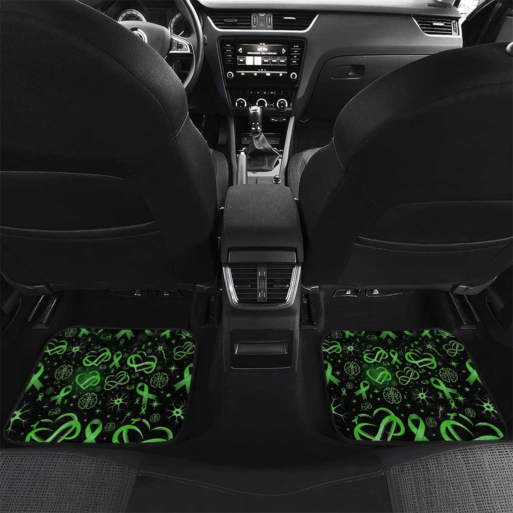 Cerebral Palsy Awareness Infinity Heart Car Mats Neon Green Ribbon Pattern Illustration