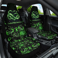 Cerebral Palsy Awareness Infinity Heart Car Seat Cover Neon Green Ribbon Pattern Illustration