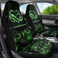 Cerebral Palsy Awareness Infinity Heart Car Seat Cover Neon Green Ribbon Pattern Illustration