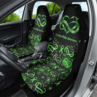 Cerebral Palsy Awareness Infinity Heart Car Seat Cover Neon Green Ribbon Pattern Illustration