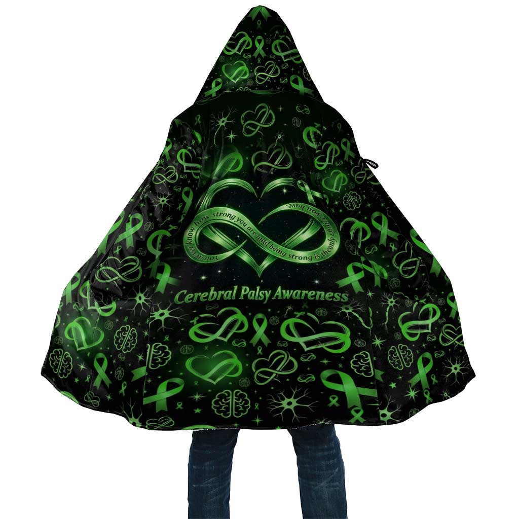 Cerebral Palsy Awareness Infinity Heart Cloak Neon Green Ribbon Pattern Illustration