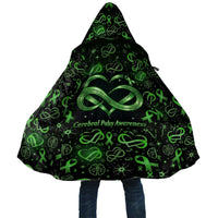 Cerebral Palsy Awareness Infinity Heart Cloak Neon Green Ribbon Pattern Illustration