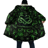 Cerebral Palsy Awareness Infinity Heart Cloak Neon Green Ribbon Pattern Illustration